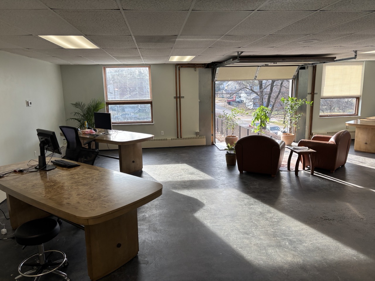 Ren AI Lab entrance with open garage door